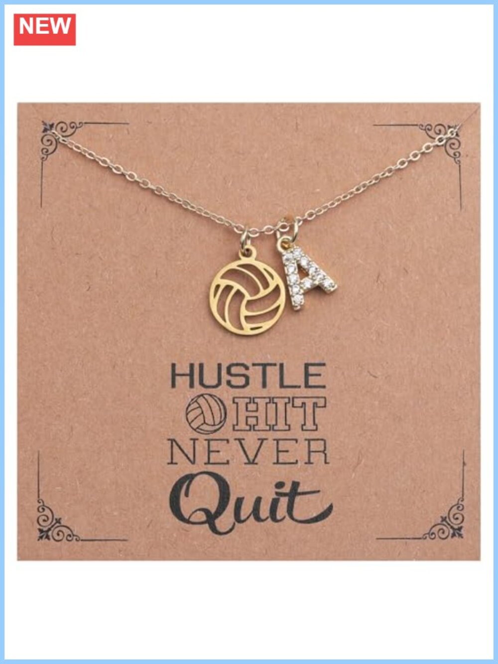 Personalized Volleyball Pendant Necklace Brass Women Teens Gift